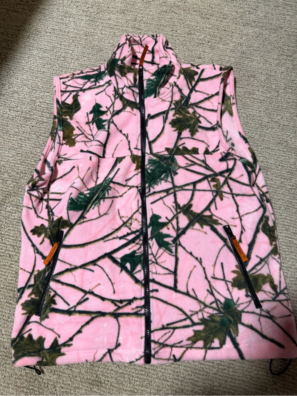 Women’s Pink Camo Fleece Vest with Full Zip